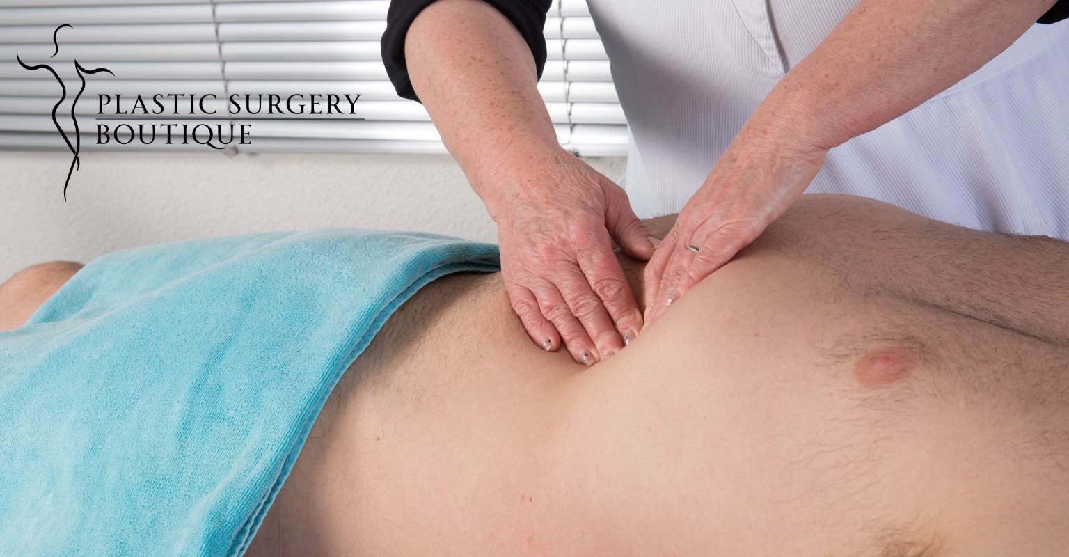 Person receiving lymphatic drainage massage after plastic surgery