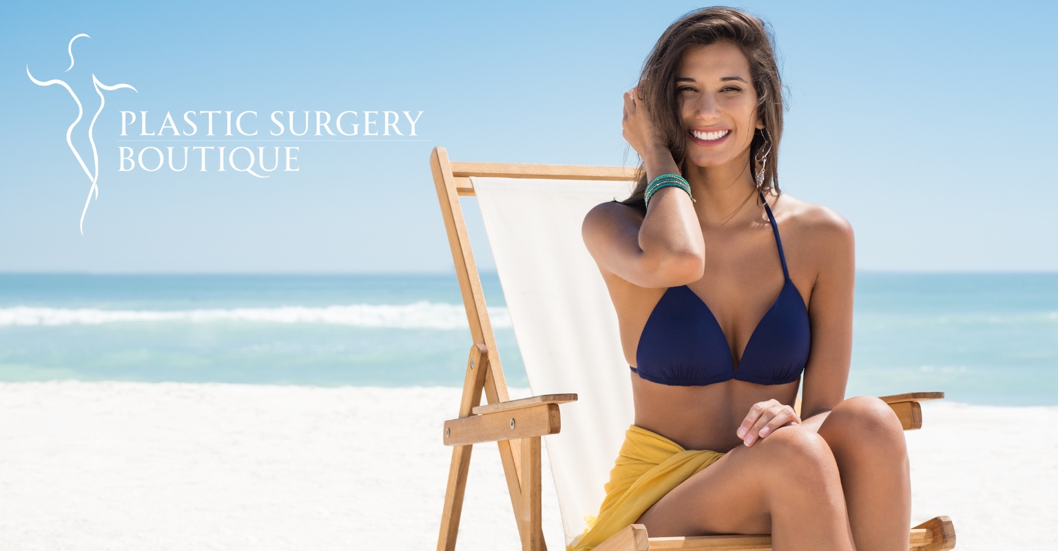 Confident Woman Enjoying Miami Beach After Successful Breast Augmentation Surgery